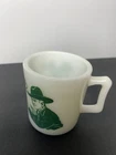 Vintage 1950s Hopalong Cassidy Milk Glass Mug Cup Western Hazel Atlas, Green