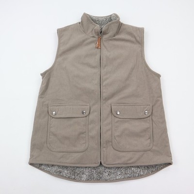 Hem & Thread Reversible Vest Jacket Womens Medium Brown Sherpa Fleece Full Zip