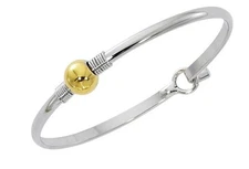 Nautical Cape Cod Style Gold Ball Cuff Bracelet