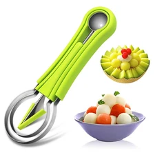 Stainless Steel Melon Baller Kit, 4-in-1 Fruit Scooper and Carving Tools, Green