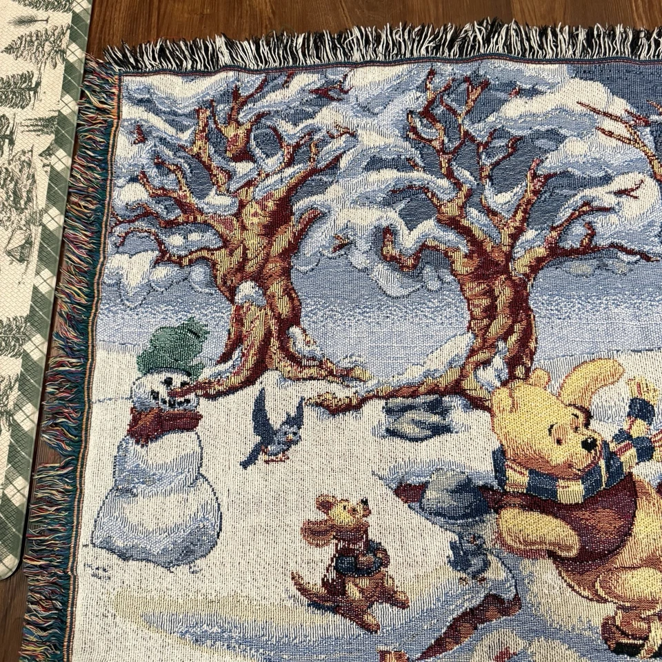 De colección Años 90 RARO Disney Winnie The Pooh Piglet Tigger Invierno Vacaciones Lanzamiento 50x40 Foto 2 de 4