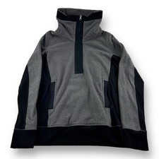 Lululemon Gray Black Shiver Stopper Half Zip Mock Neck Fleece Sweater Women Sz 8