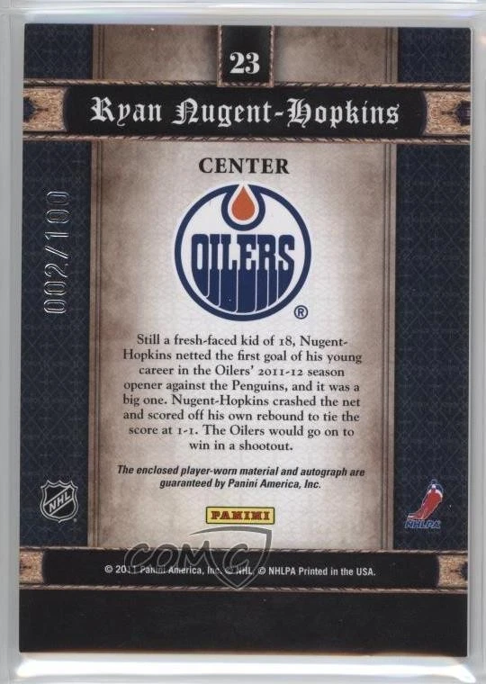 2011 Panini Crown Royale Signatures /100 Ryan Nugent-Hopkins #23 Rookie Auto RC - Image 2 of 2