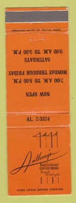 Matchbook Cover - Anthony's Restaurant Coffee House Everett WA WEAR