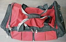 ATHALON DUFFEL WHEELED TRAVEL BAG SUITCASE RED BLACK FULL SIZE VERY NICE!!!