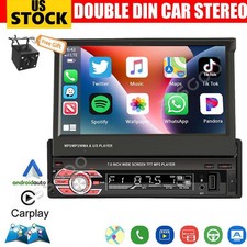 Single 1Din 7" Touch Screen Stereo Bluetooth Radio Car Apple/Android Carplay GPS