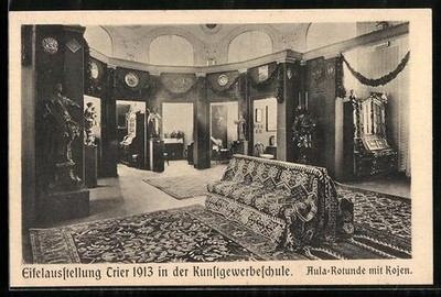 AK Trier, Eifelausstellung 1913 in der Kunstgewerbeschule, Aula-Rotunde mit Koj 