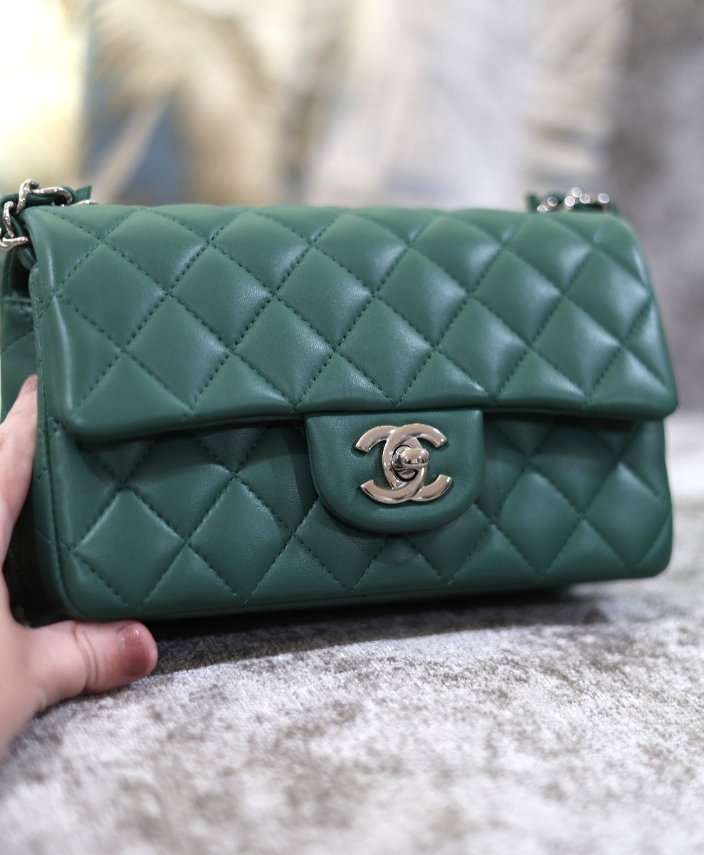 Authentic Chanel Classic Mini Rectangular Flap Gr… - image 2