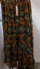NWT $425 Ulla Johnson designer pattern asymmetrical midi skirt green gold S NEW