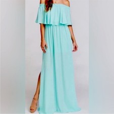 NWT Show Me Your MuMu Hacienda Maxi Dress in Sea Glass Sz L