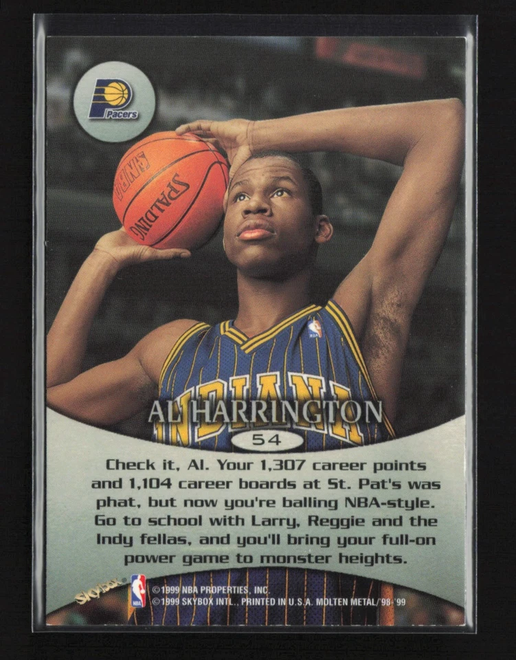 1998-99 SkyBox Molten Metal Al Harrington RC #54 Indiana Pacers - Image 2 of 2