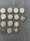 Lot Of 14 Kennedy Half Dollars, 40% Silver Circulated 1965-1969, One With Hole