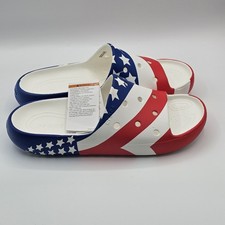 Crocs Classic American Flag Slide V2 Men  s 9 Women  s 11 Red White Blue USA...