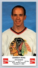 Darren Pang 1987-88 Coca-Cola Chicago Blackhawks Team Issued Postcard