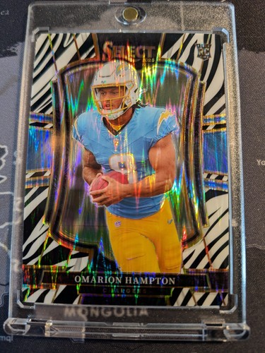 2025 Panini Select Omarion Hampton Premier Level Zebra Prizm Rookie #102
