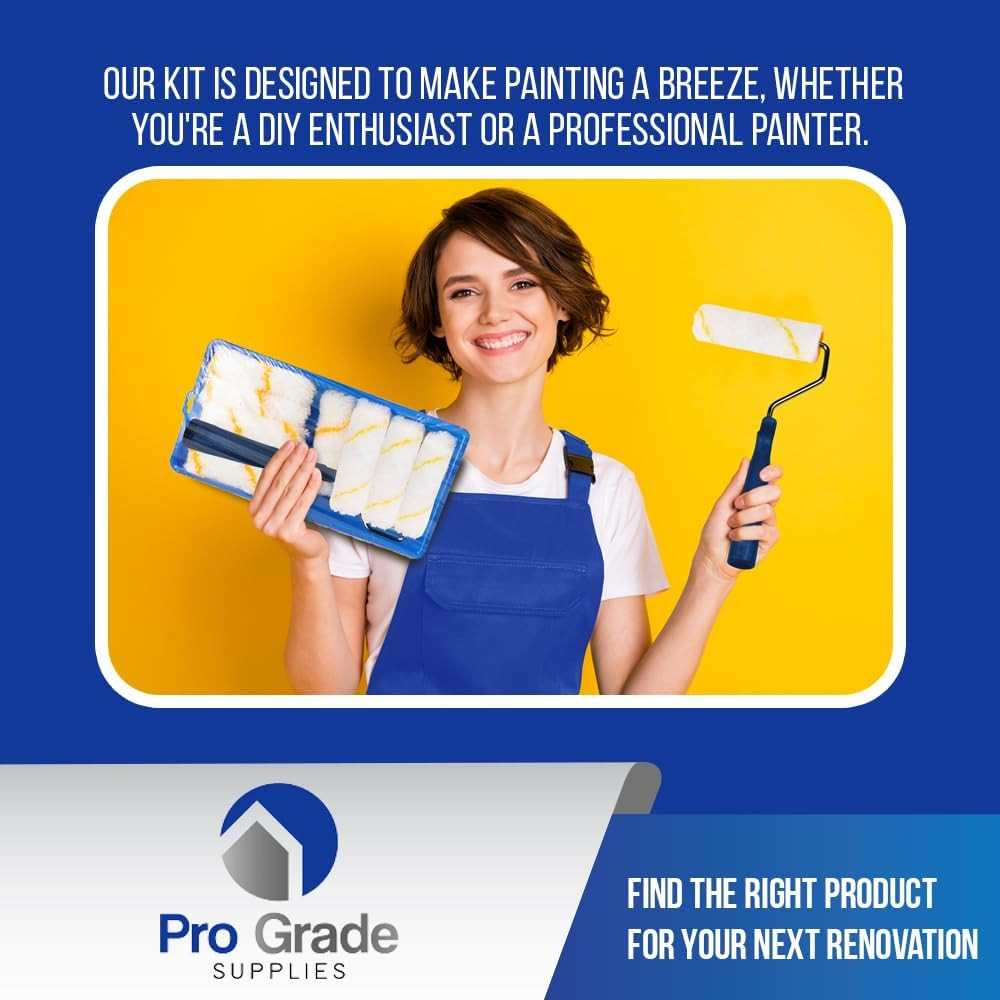 - Paint Roller Tool Kit - 10 Piece Painting Set - Mini Plastic Paint Tray Set