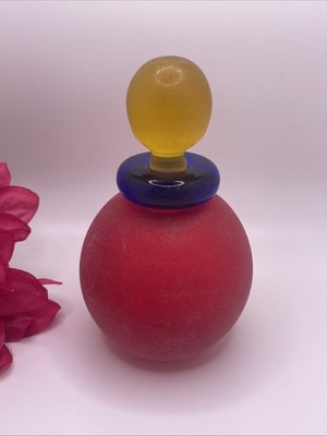 Vintage Franco Moretti Italian Murano Glass Perfume Bottle w/ Stopper, Signed
