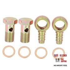 2 Sets 18mm Banjo Hose Barb Bolt Fittings - Banjo Washer Kit - Metal for Car