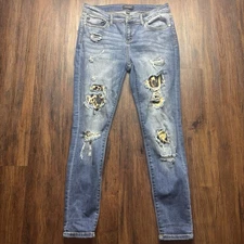 Judy Blue Skinny Jeans JB8265 Leopard Patches Destroyed Medium Wash Size 9/29
