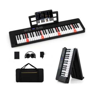 61-Key Foldable Piano Keyboard Full-size Electronic Keyboard with MIDI and Split