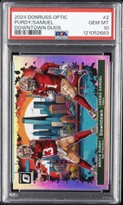 2024 PANINI DONRUSS OPTIC DOWNTOWN DUOS #2 BROCK PURDY/DEEBO SAMUEL PSA 10