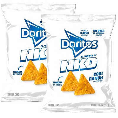Doritos Simply NKD Naked No Dyes Artificial Cool Ranch Tortilla Chips 2Pk 9.25oz