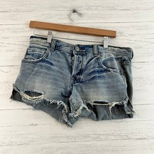 Free People Distressed Button Fly Denim Shorts Size 27