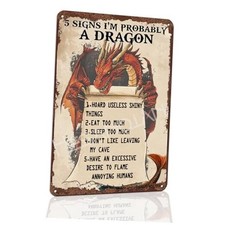 Dragon Metal Tin Sign - 5 Pack Funny Dragon Poster for Wall Decor, dragon 1