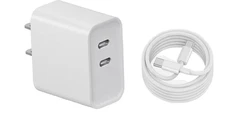Fast Dual USB C Charger [20]W Power Delivery Adapter + Universal Cable Bundle