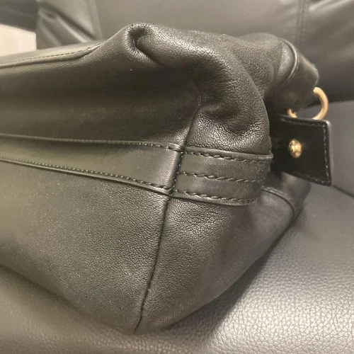 BALLY Handbag Shoulder Bag Engrave Logo Leather Black 0060527K Authentic - Afbeelding 4 van 8