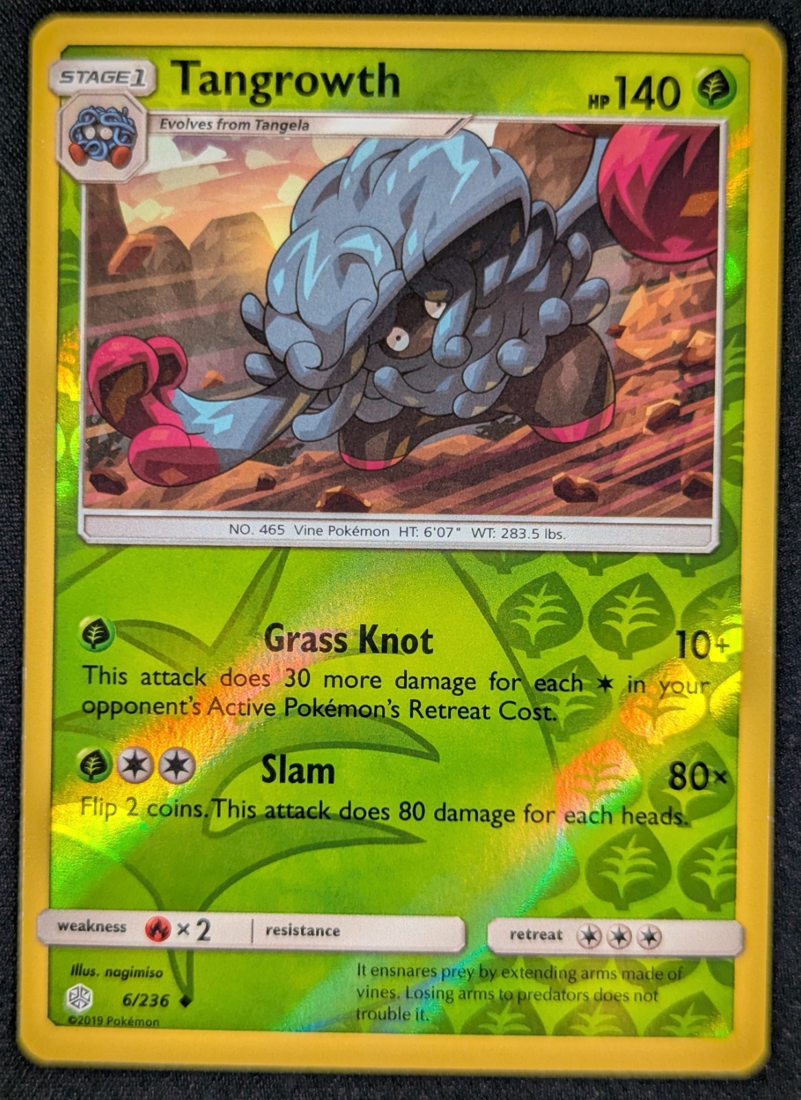 Tangrowth 2019 Cosmic Eclipse Reverse Holo Uncommon Pokemon Card 6/236 (NM)