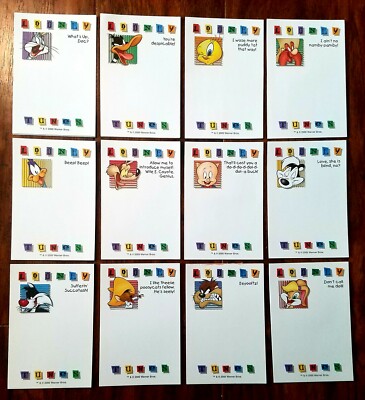 Looney Tunes Memo Notepads Set of 12 - Bugs Tweety Porky Daffy Speedy Lola Taz