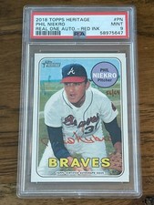 2018 Topps Heritage PHIL NIEKRO #ROAPN Real One Auto RED INK 56/69 PSA 9 MINT
