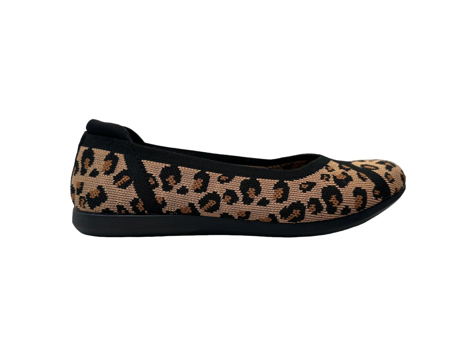 Scarpe da donna Clarks tessuto stampa leopardata Carly Wish flats balletto taglia 7 M