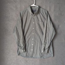 Nautica Button Down Shirt Size 17-32/33 Classic Fit Long Sleeve Green Striped