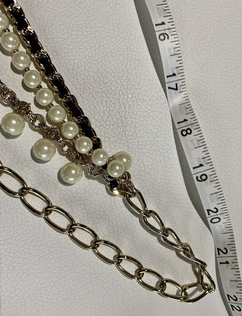 White House Black Market Belt WHBM Pearls Gold Tone Chain  display picture 2
