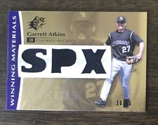 2008 SPX BASEBALL GARRETT ATKINS WINNING MATERIALS TRIPLE PATCH #/15