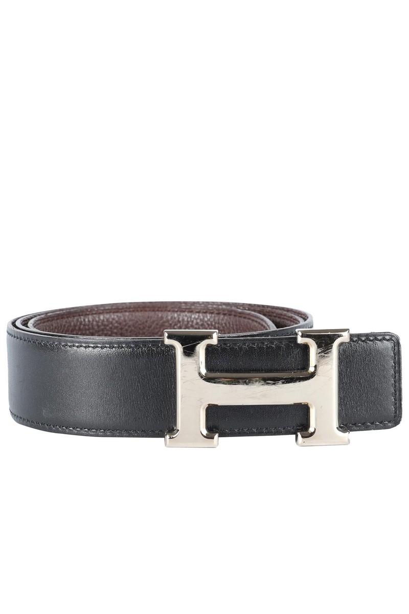 HERMÈS BLACK 2008 CONSTANCE H 32MM LEATHER WAIST BELT 80 CM