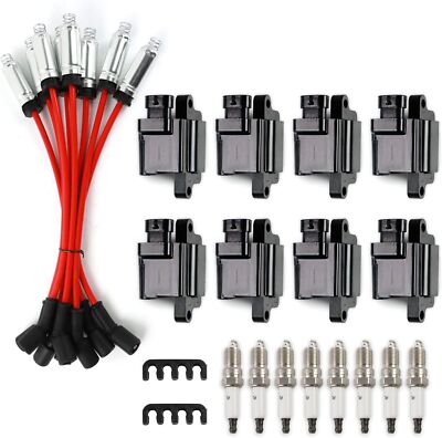 8 Pack Square Ignition Coil & Spark Plug Wire For Chevy GMC 4.8L 5.3L 6.0L 8.1L - Foto 9