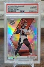 2020 Panini Mosaic Joe Burrow #201 PSA 10 Rookie Silver Prizm RC Bengals LSU SP