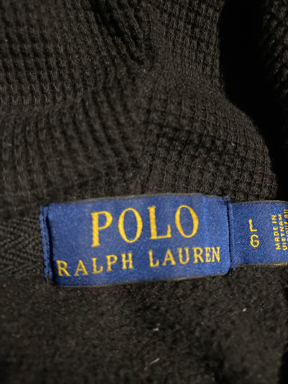 Felpa con cappuccio Polo Ralph Lauren da uomo L cerniera intera nera rossa pony pesante pulita
