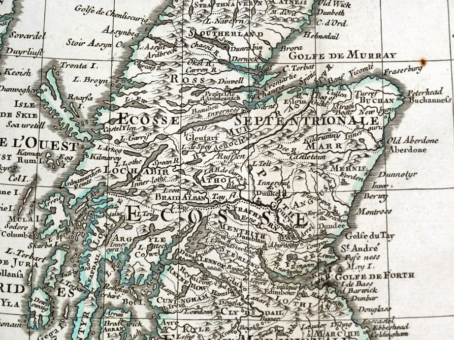 BRITISH ISLES, UK, Great Britain, De L'Isle original antique map