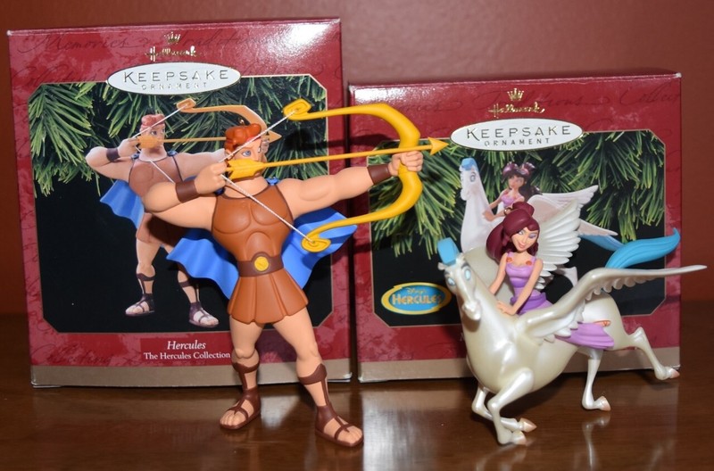Lot of 2 Hallmark Disney Hercules Christmas Ornaments Pegasus Horse Megara Box