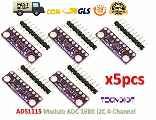 TECNOIOT 5pcs I2C ADS1115 16Bit 16 Bit ADC 4 Channel Module Gain (K2w)