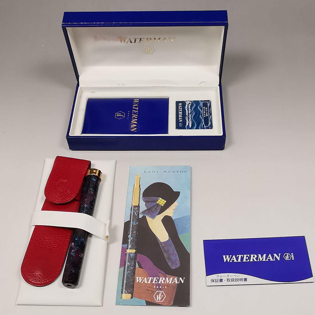 WATERMAN Fountain Pen Lady Agathe 1990 Blue Purple 18K With Case