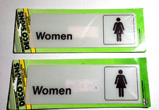 New 2 Pack Deco Signs Women Restroom Sign - 3" x 9" - Free Shipping  B11 