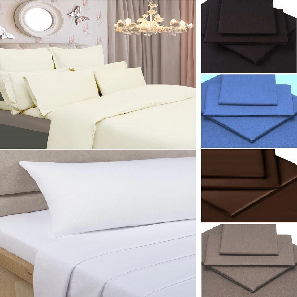 100% Egyptian Cotton Fitted Sheet Duvet Cover Bedding Set Single Double King