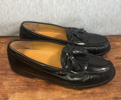 Cole Haan Mens Size 9 D Black Leather Kilt Tassel Slip On Loafers Shoes