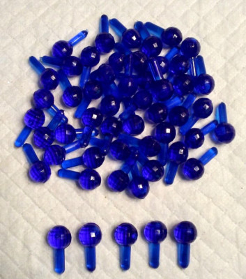 50 LARGE FACETED GLOBE BULBS LIGHTS Blue Ceramic Christmas Tree Pegs