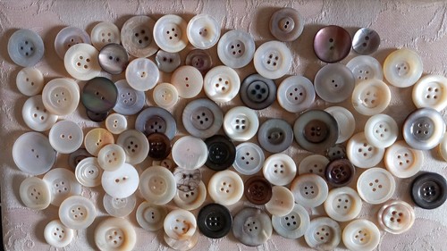 Lot De Boutons Anciens En Nacre Véritable - Diamètres 2,5 Cm à 1,4 Cm, Assortiment De Couleurs, Occasion